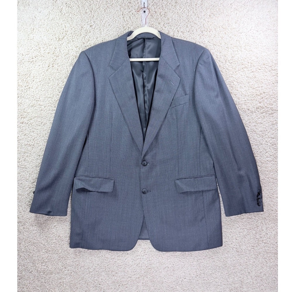 Hickey Freeman Suit Mens 42 L Gray Fair Vintage Pleated Cuffed Micro Pattern